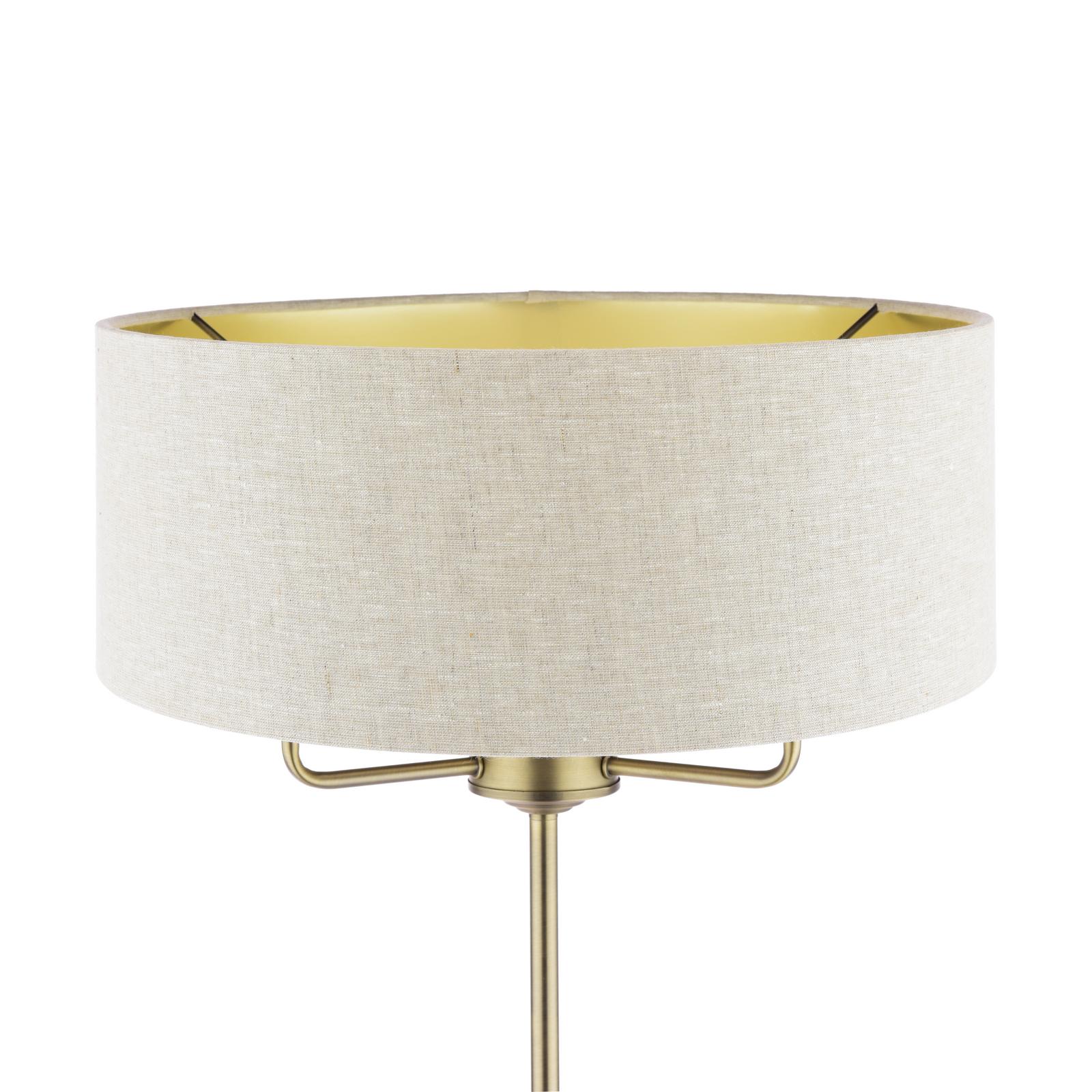 Laura Ashley Sorrento 3 Light Floor Lamp Matt Antique Brass With Natural Shade