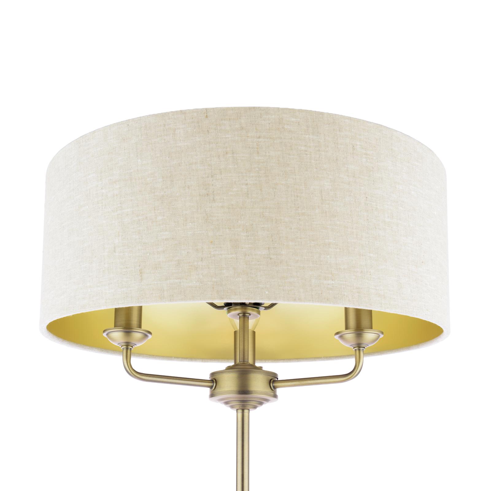Laura Ashley Sorrento 3 Light Floor Lamp Matt Antique Brass With Natural Shade