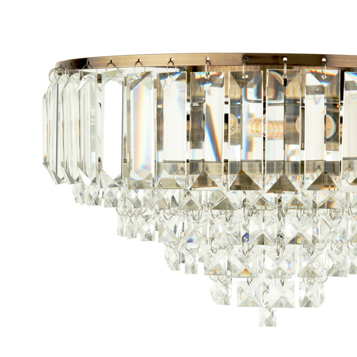 Laura Ashley Vienna 3 Light Flush Crystal and Antique Brass