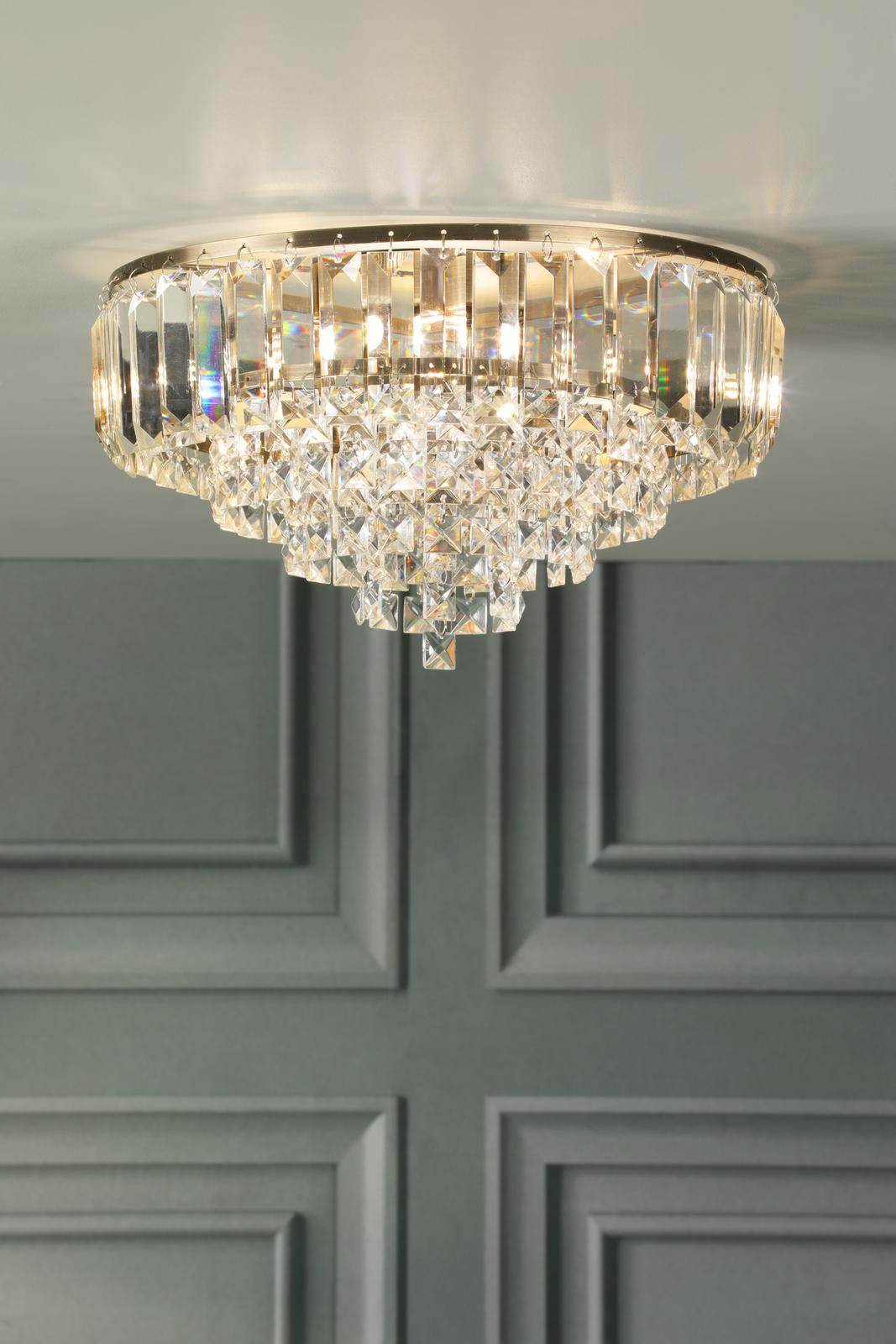 Laura Ashley Vienna 3 Light Flush Crystal and Antique Brass