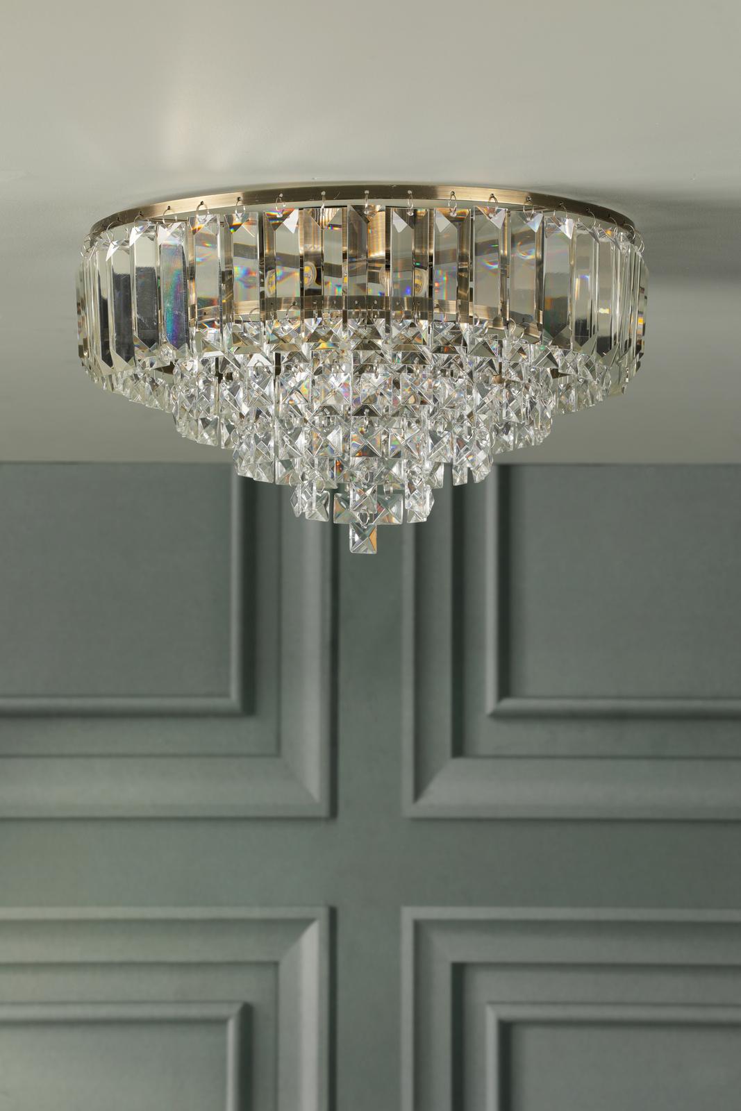 Laura Ashley Vienna 3 Light Flush Crystal and Antique Brass