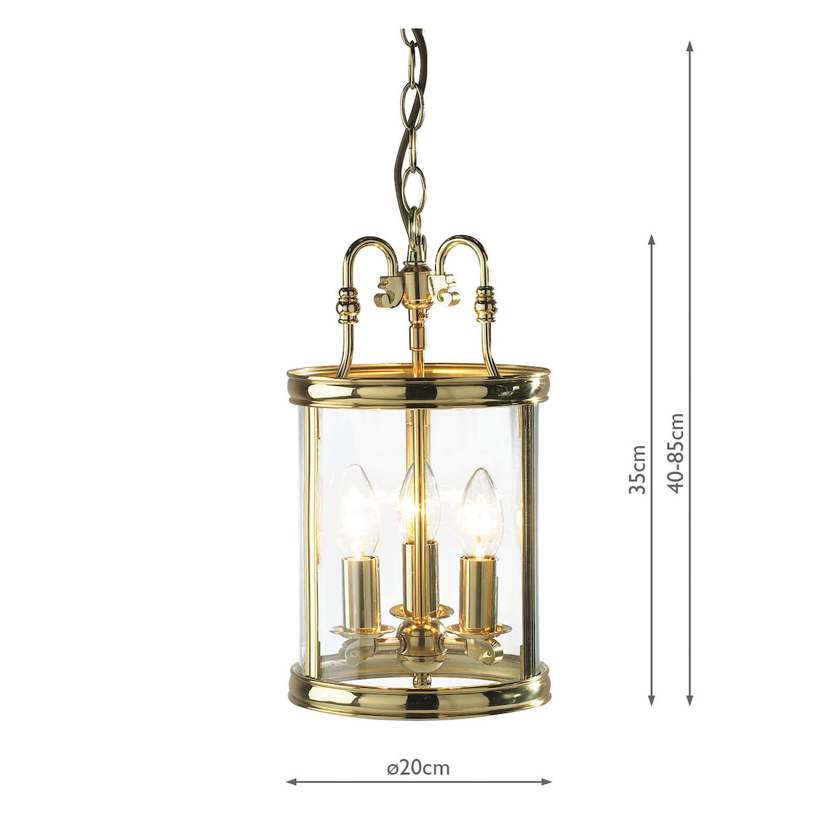 LAMBETH LAMBETH 3LT DUAL MOUNT PENDANT POL BRA