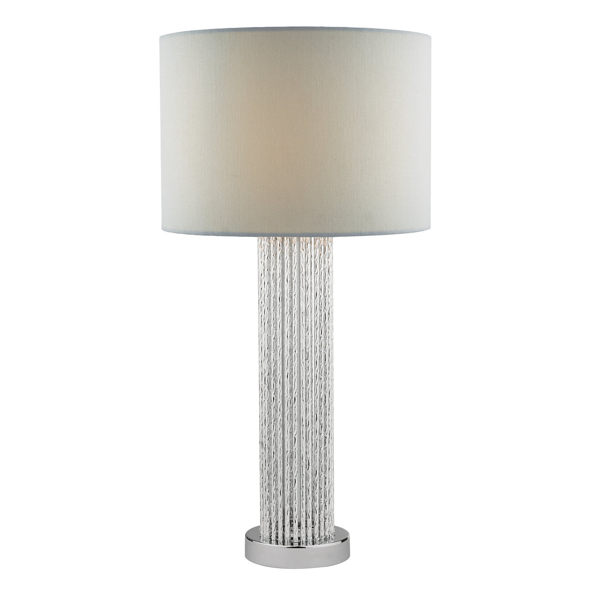 LAZIO TABLE LAMP SILVER RODS CW GREY SATIN SHD