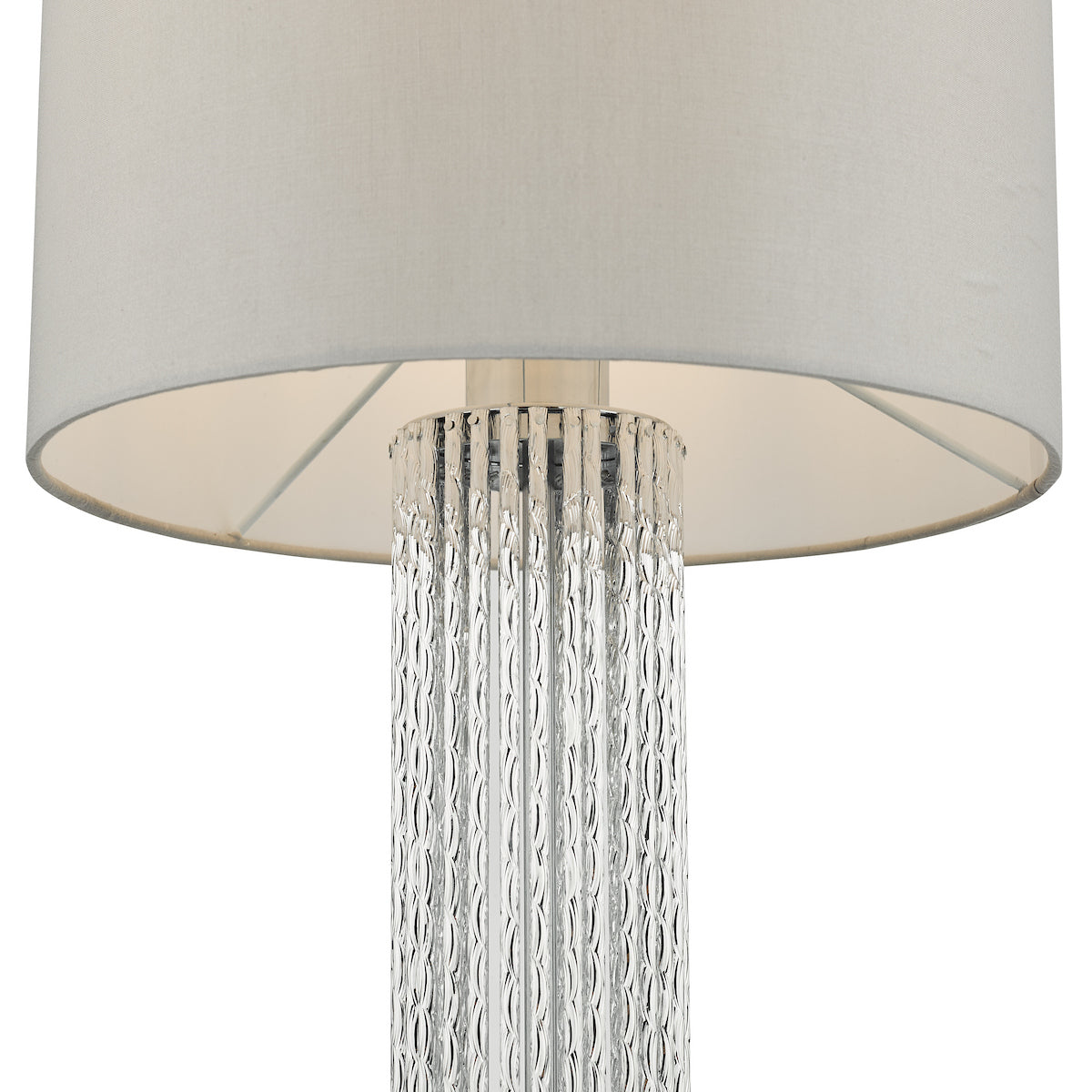 LAZIO TABLE LAMP SILVER RODS CW GREY SATIN SHD