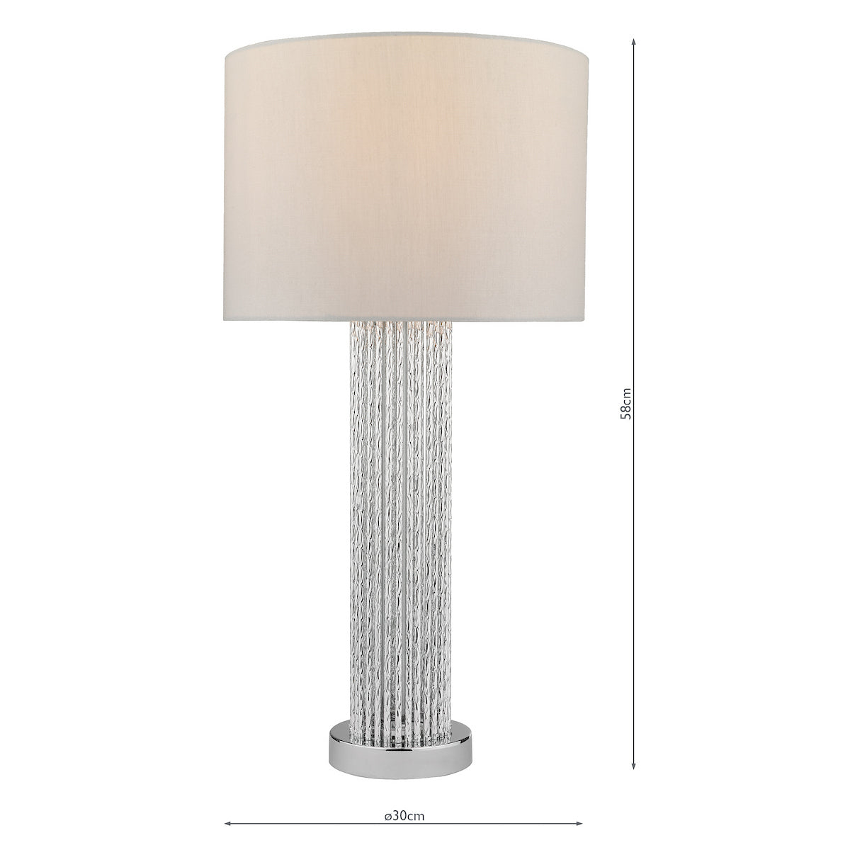 LAZIO TABLE LAMP SILVER RODS CW GREY SATIN SHD