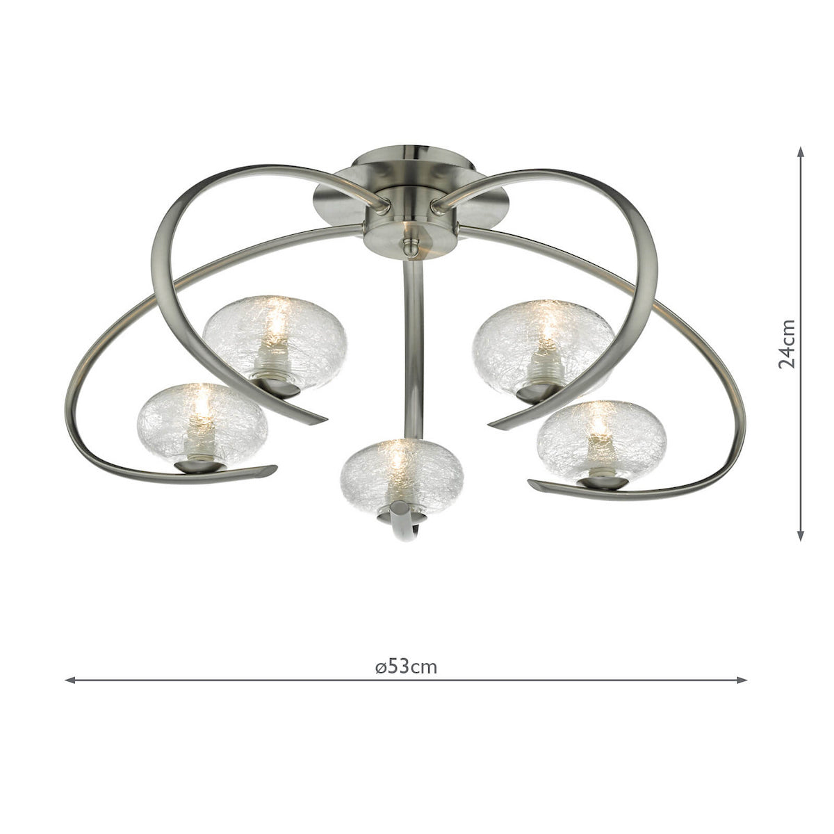 LEIGHTON 5LT SEMI FLUSH SAT CHR