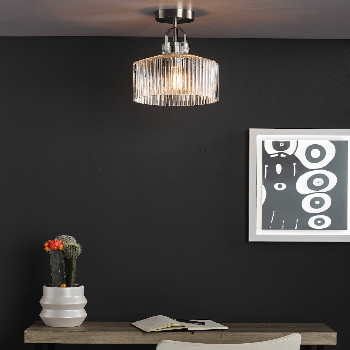 LENKA 1LT SEMI FLUSH SAT NICKEL