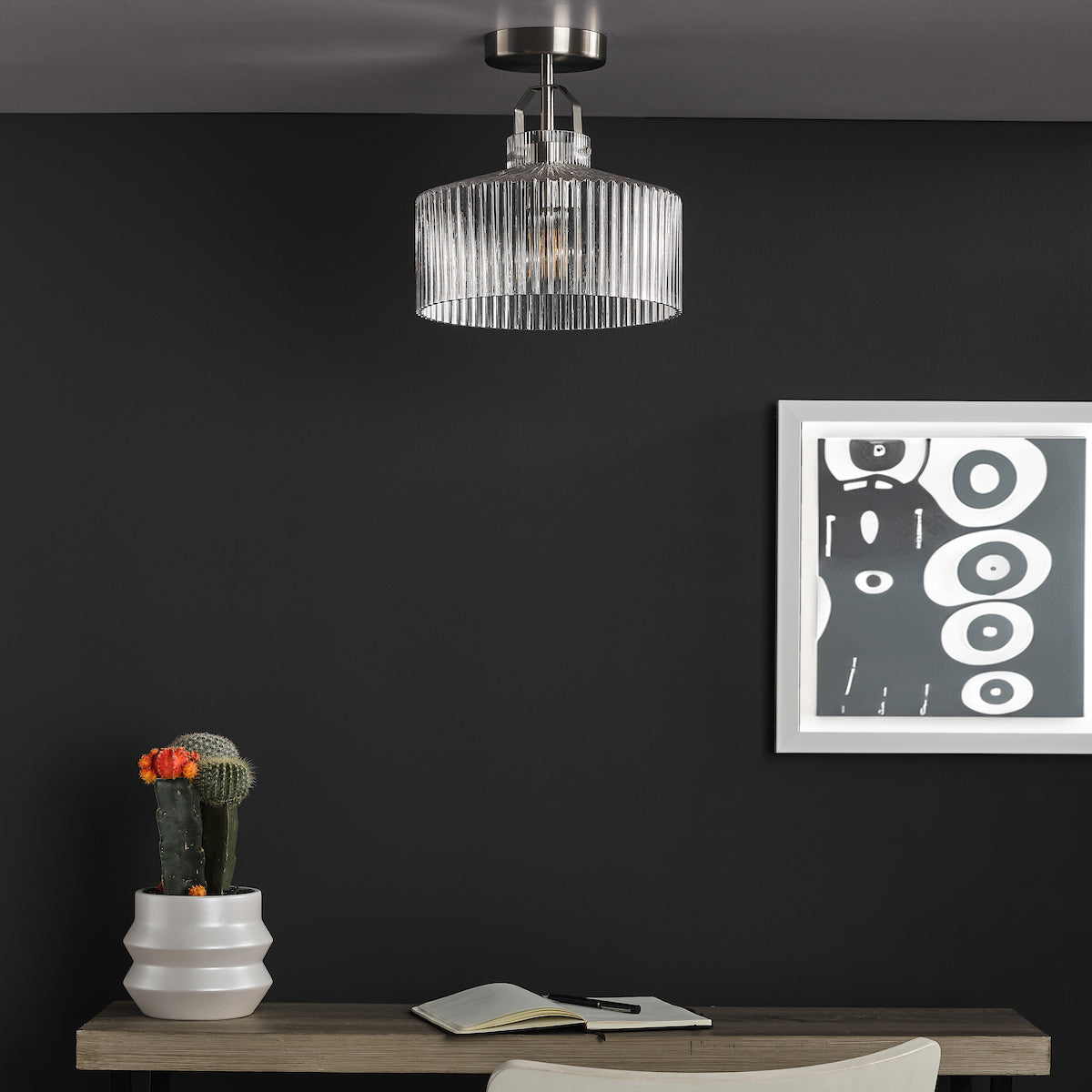LENKA 1LT SEMI FLUSH SAT NICKEL