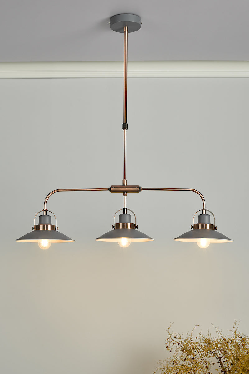 LIDEN 3LT BAR PENDANT GRAPHITE COPPER