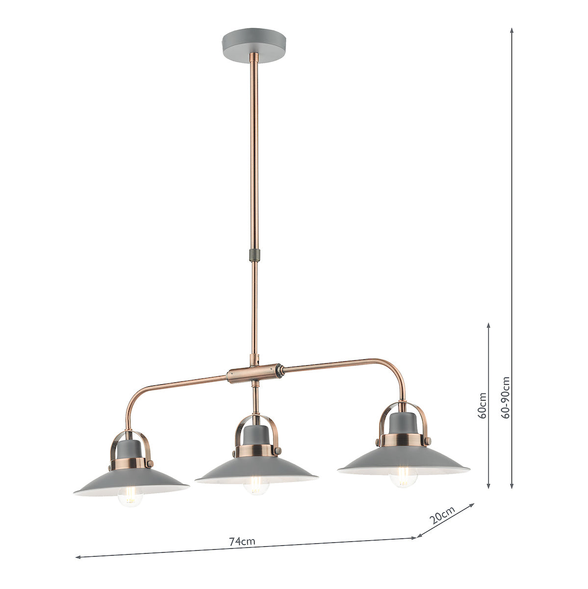 LIDEN 3LT BAR PENDANT GRAPHITE COPPER