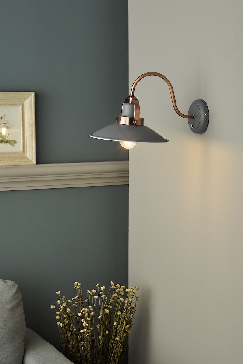 LIDEN 1LT WALL LIGHT GRAPHITE COPPER