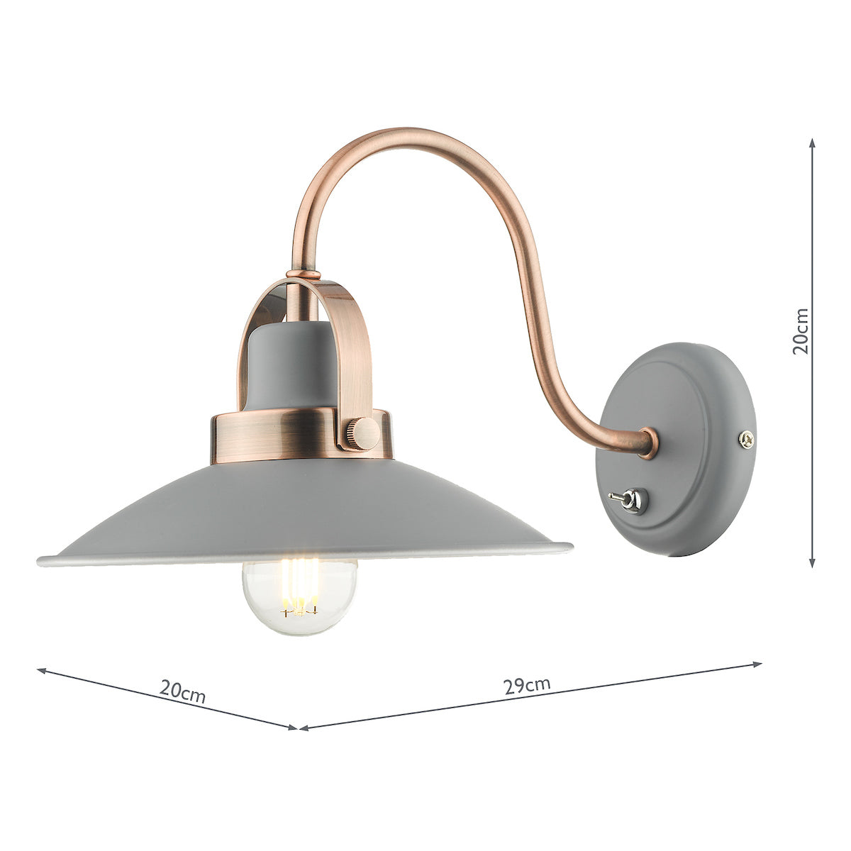 LIDEN 1LT WALL LIGHT GRAPHITE COPPER