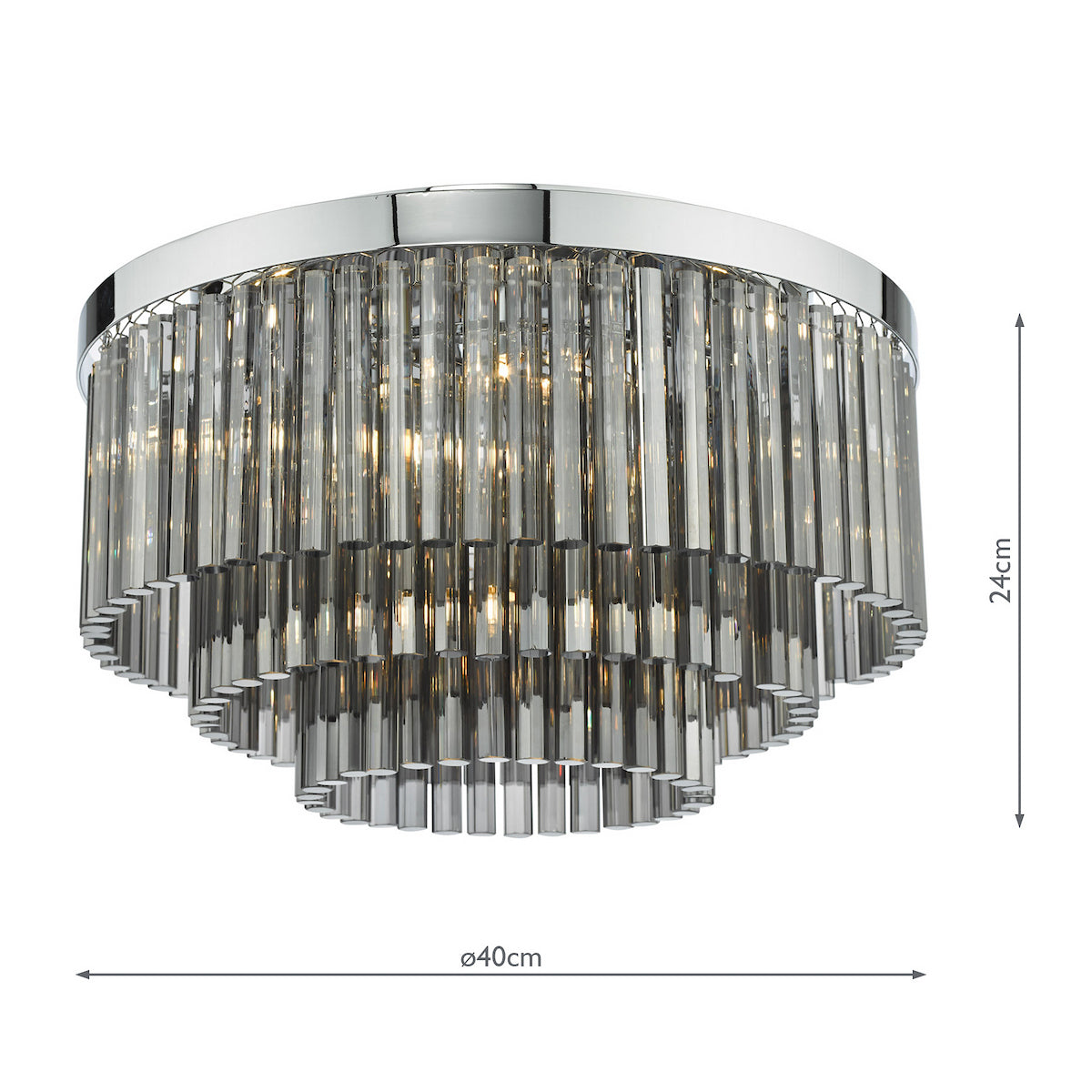 LOGAN FLUSH POL CHR SMOKED GLASS