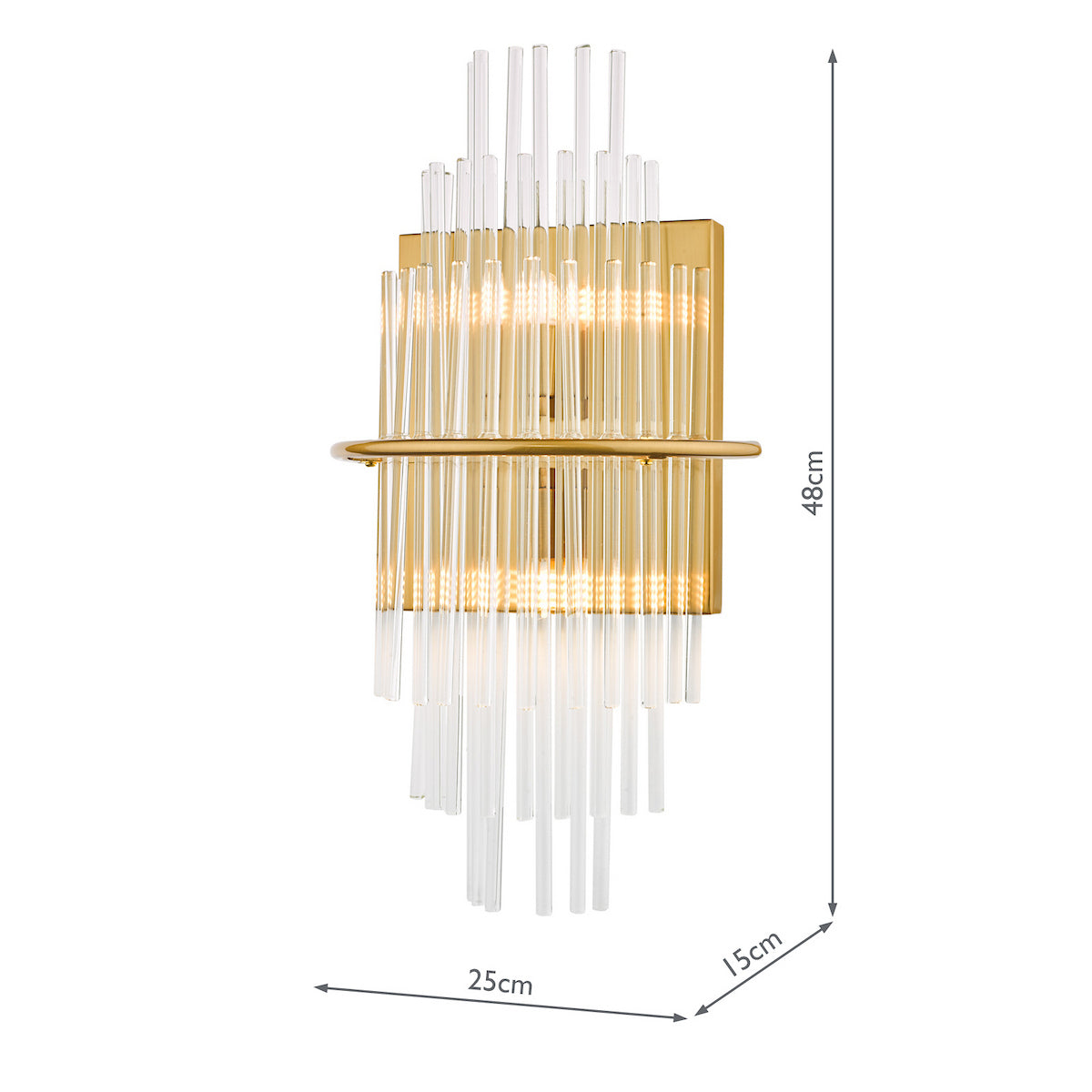 LUKAS 2LT W/LT BRUSHED ANTIQUE GOLD & CLEAR GLS