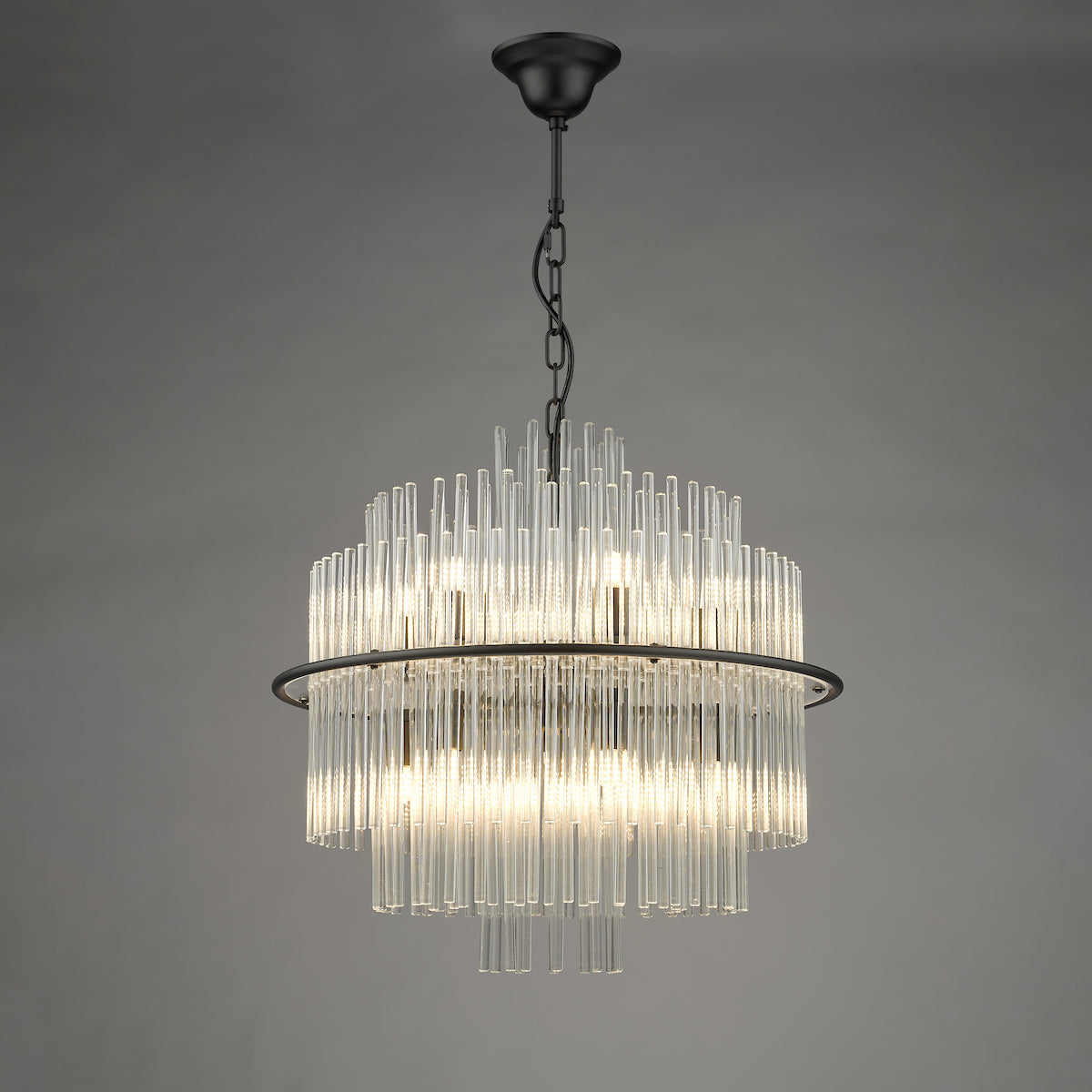 LUKAS 13LT PENDANT BLACK & CLEAR GLS