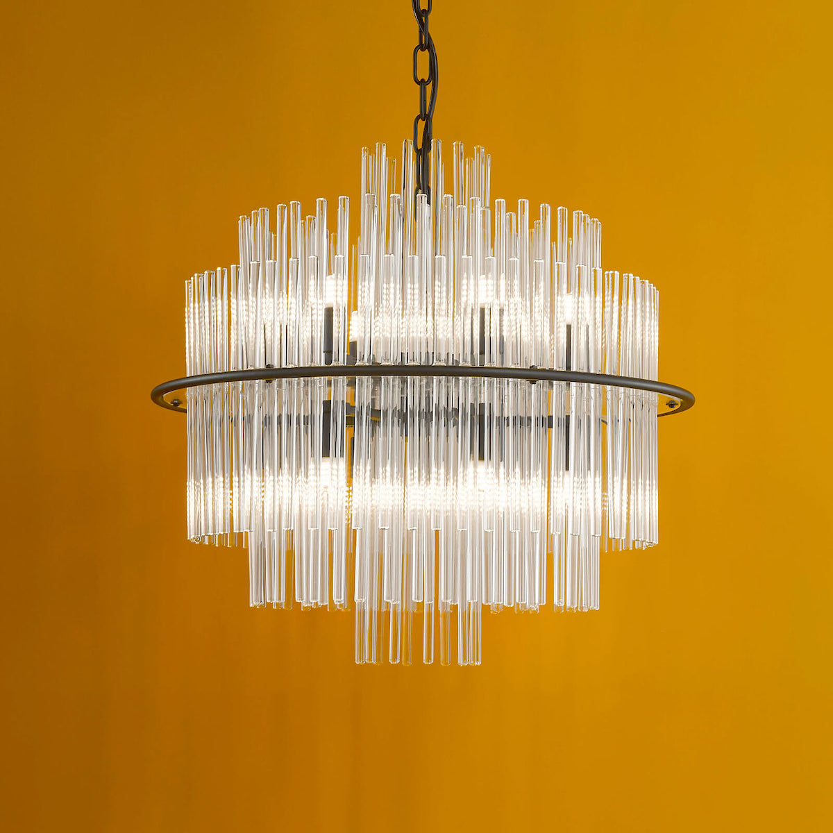 LUKAS 13LT PENDANT BLACK & CLEAR GLS