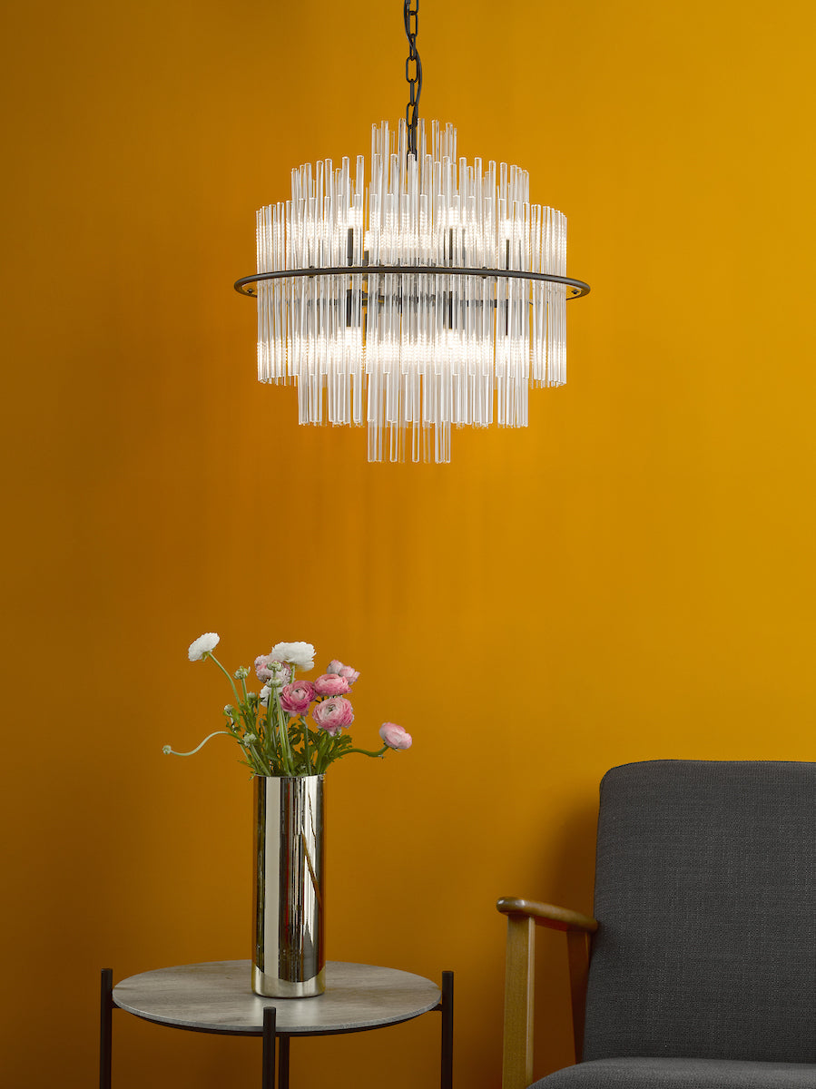 LUKAS 13LT PENDANT BLACK & CLEAR GLS