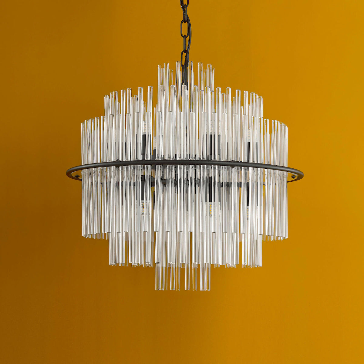 LUKAS 13LT PENDANT BLACK & CLEAR GLS