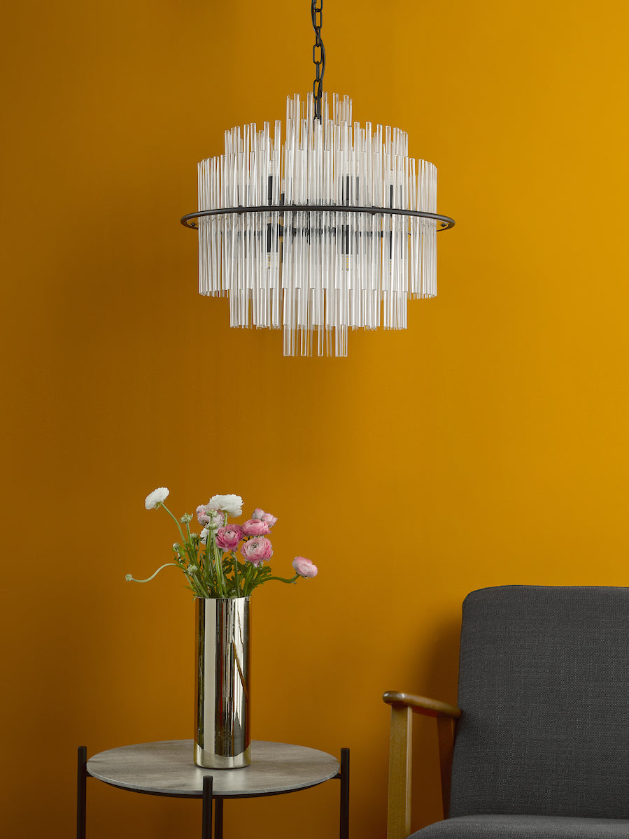 LUKAS 13LT PENDANT BLACK & CLEAR GLS