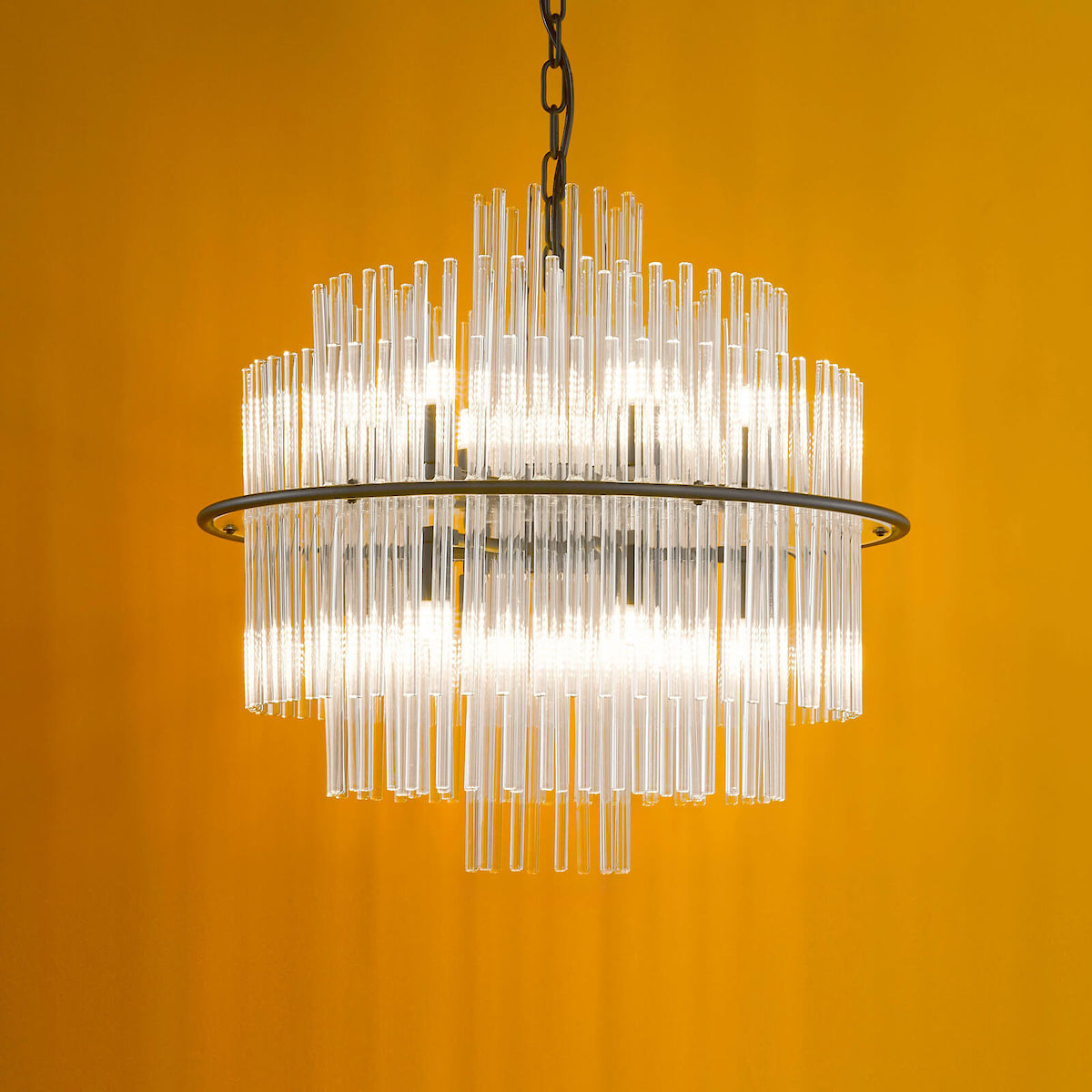 LUKAS 13LT PENDANT BLACK & CLEAR GLS