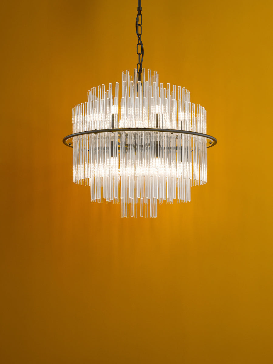 LUKAS 13LT PENDANT BLACK & CLEAR GLS