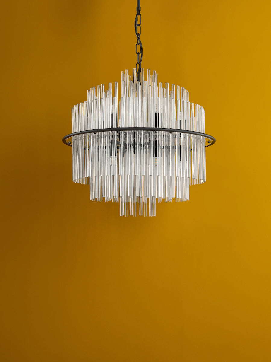 LUKAS 13LT PENDANT BLACK & CLEAR GLS