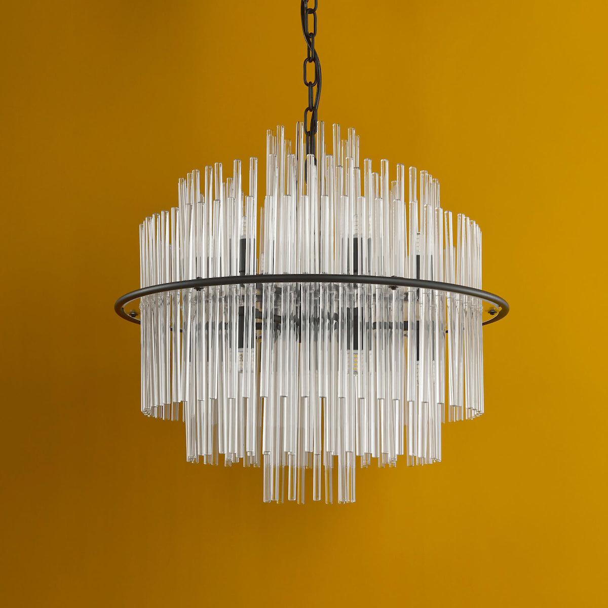 LUKAS 13LT PENDANT BLACK & CLEAR GLS