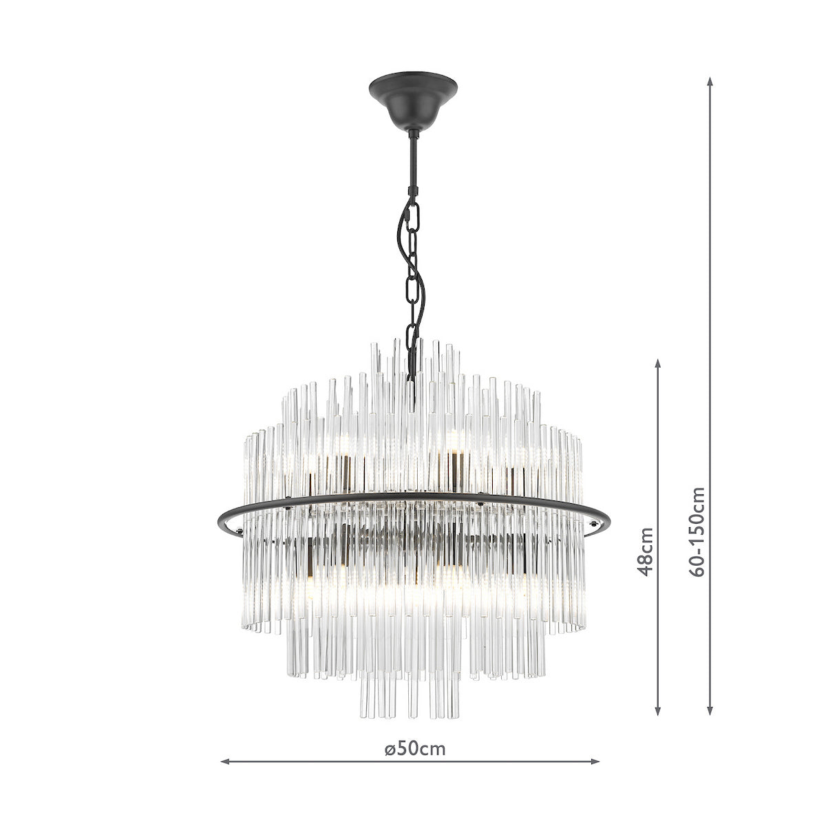 LUKAS 13LT PENDANT BLACK & CLEAR GLS