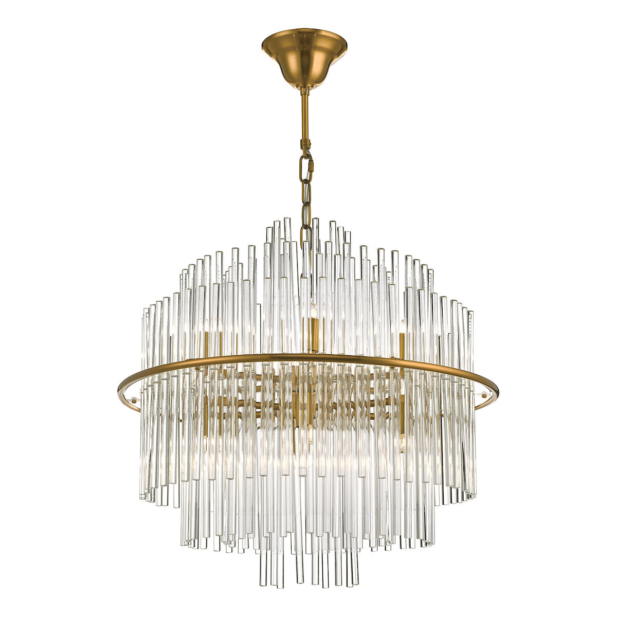 LUKAS 13LT PENDANT BRUSHED ANTIQUE GOLD & CLEAR GL