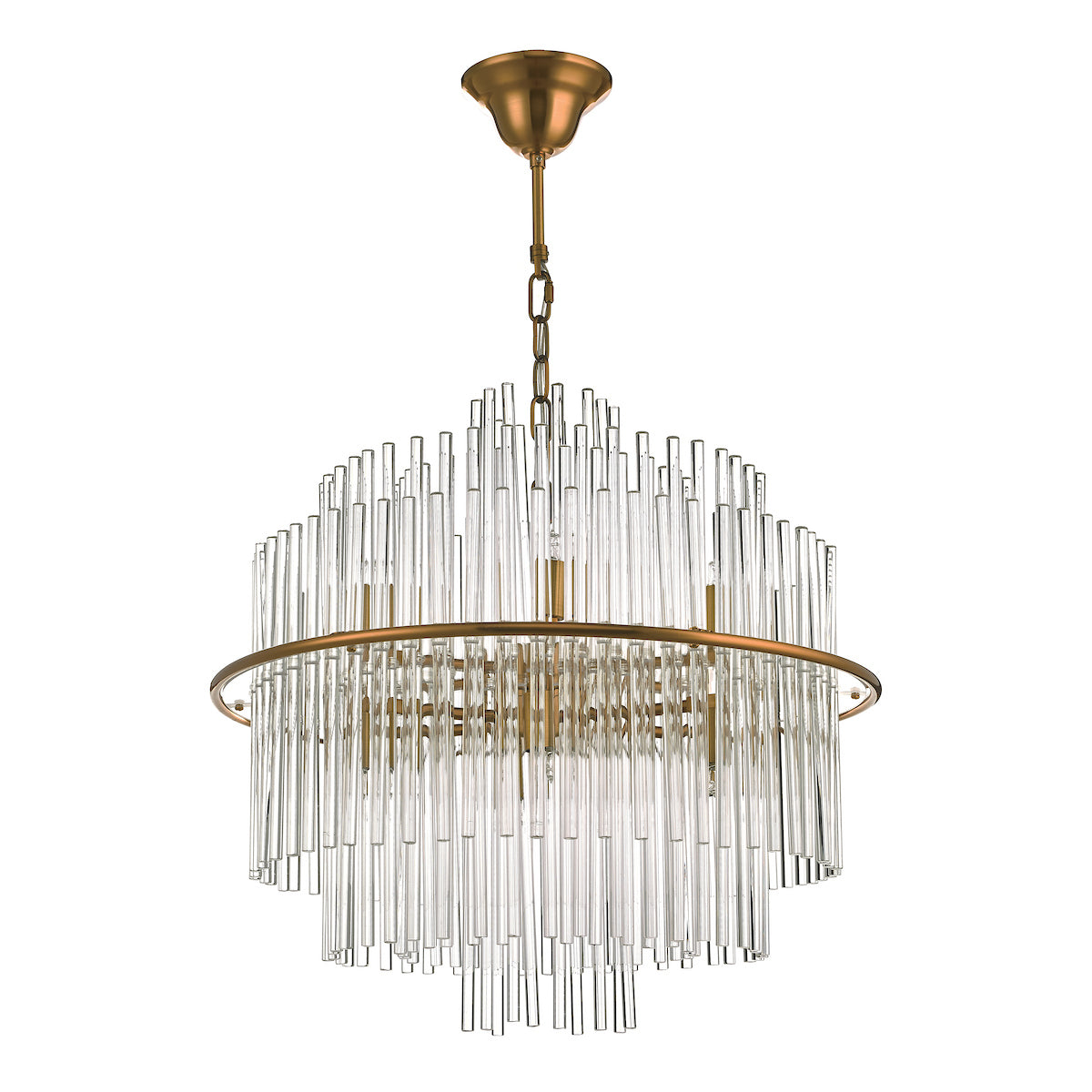 LUKAS 13LT PENDANT BRUSHED ANTIQUE GOLD & CLEAR GL