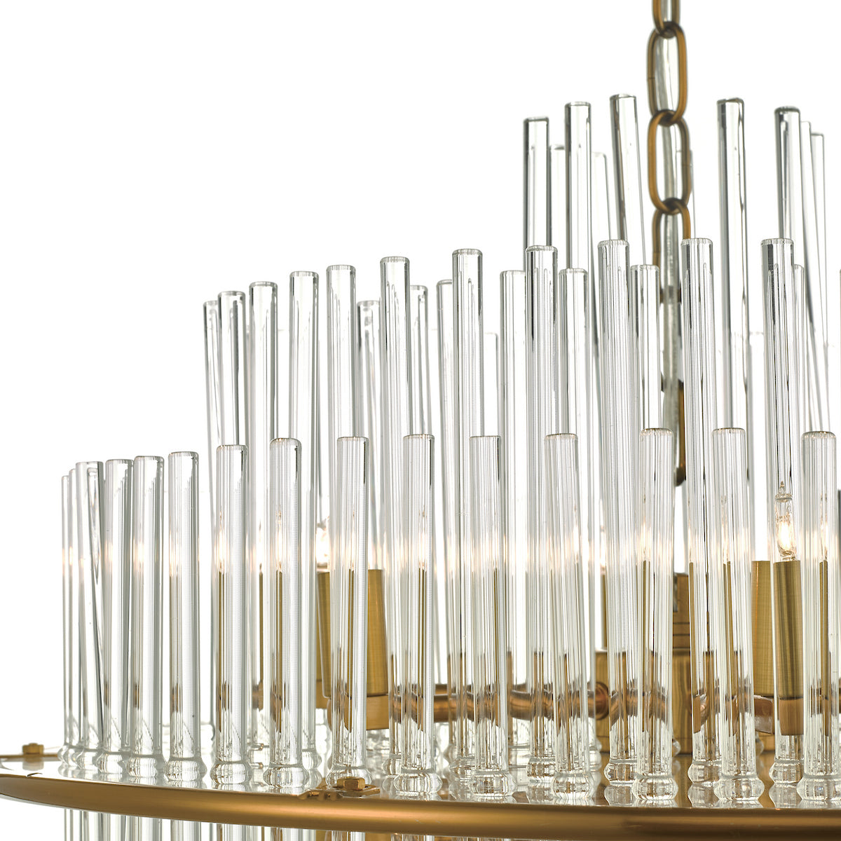 LUKAS 13LT PENDANT BRUSHED ANTIQUE GOLD & CLEAR GL