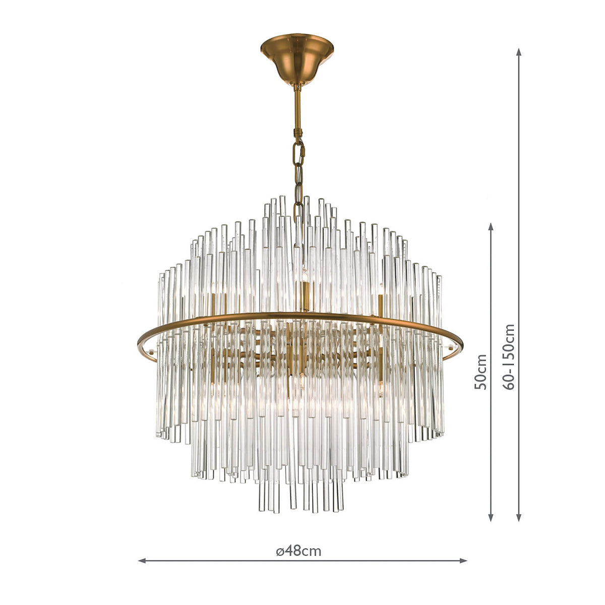 LUKAS 13LT PENDANT BRUSHED ANTIQUE GOLD & CLEAR GL