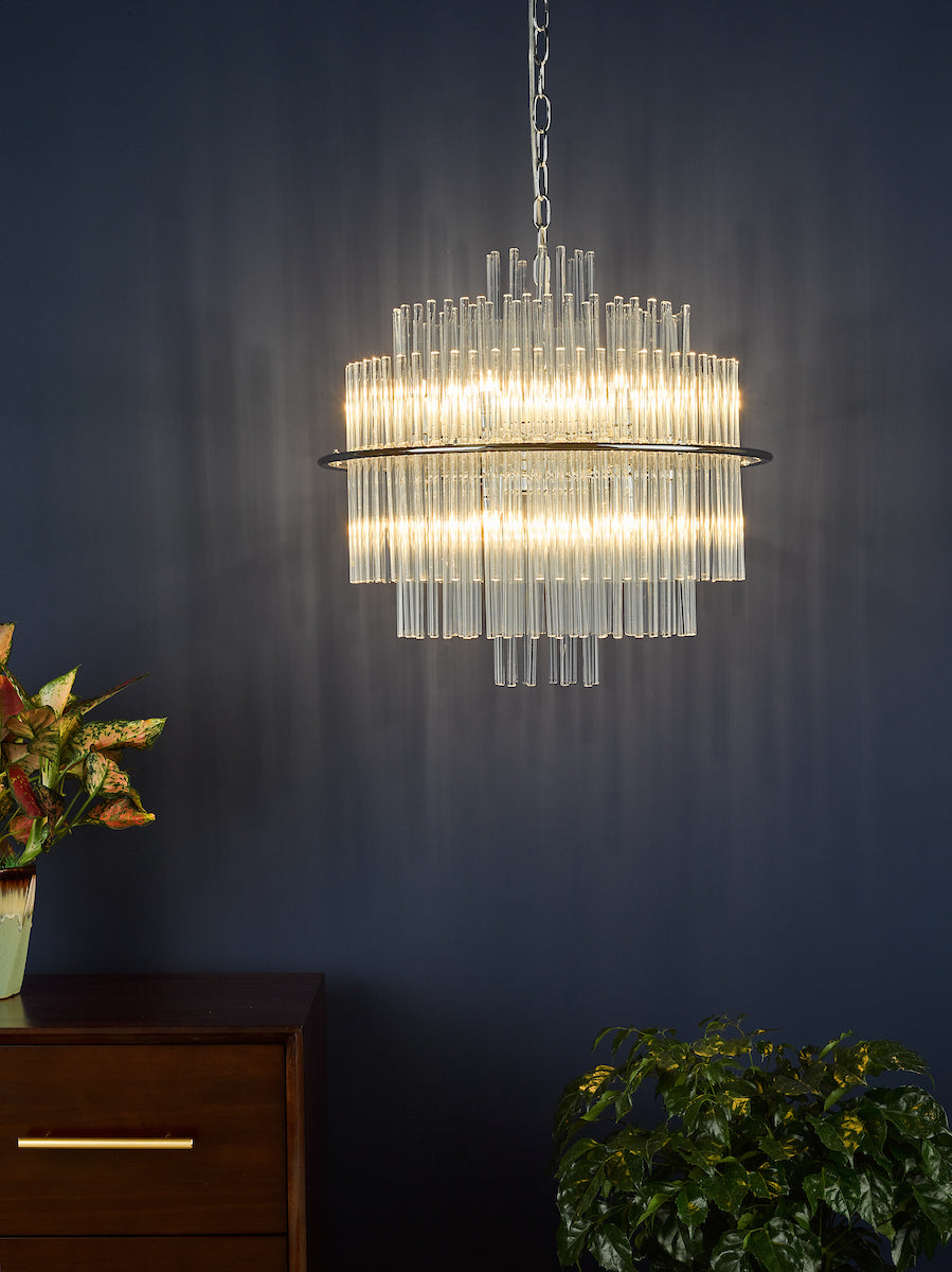 LUKAS 13LT PENDANT POL CHR & CLEAR GL