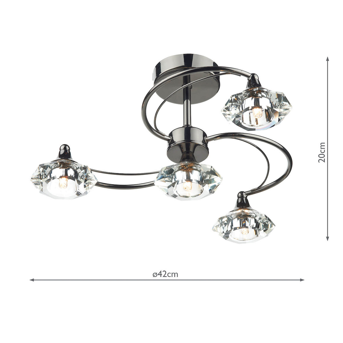 LUTHER 4LT SEMI FLUSH BLK CHR