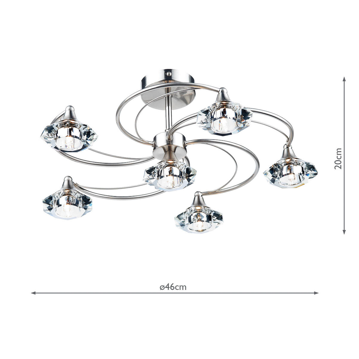 LUTHER 6LT SEMI FLUSH SAT CHR
