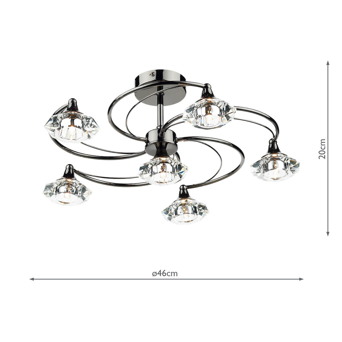 LUTHER 6LT SEMI FLUSH BLK CHR