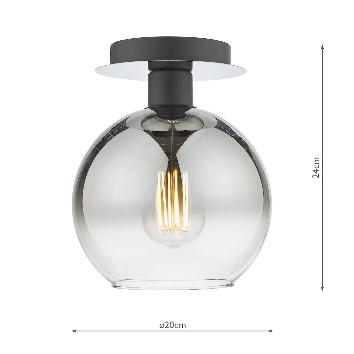 LYCIA 1LT FLUSH BLACK MIRROR OMBRE GLASS