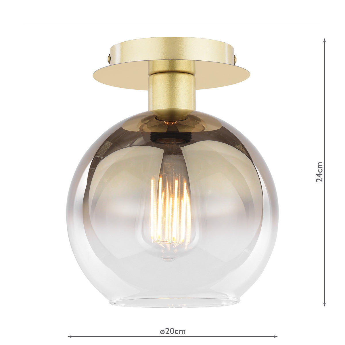 LYCIA 1LT FLUSH GOLD MIRROR OMBRE GLASS