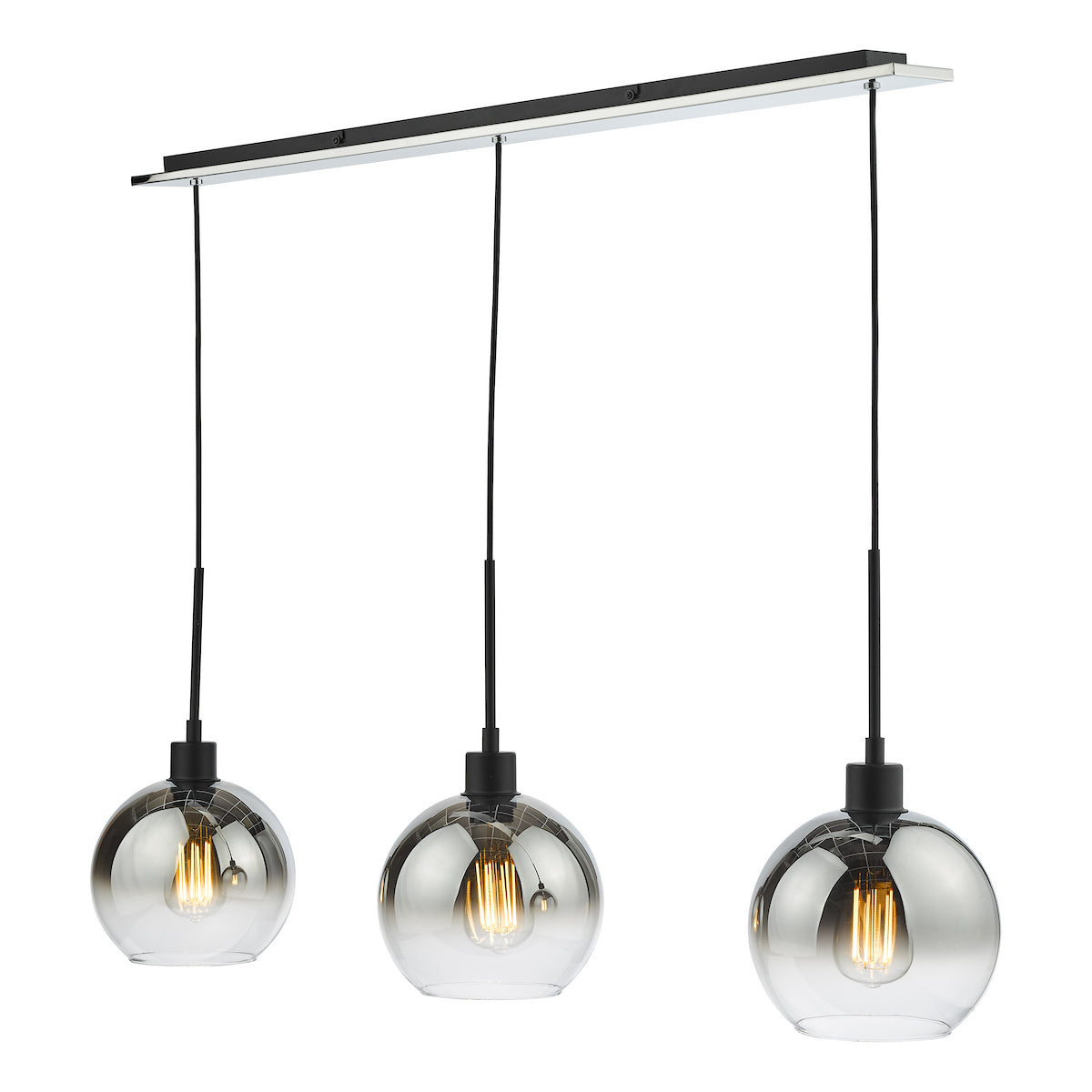LYCIA 3LT BAR PENDANT BLACK MIRROR OMBRE GLASS