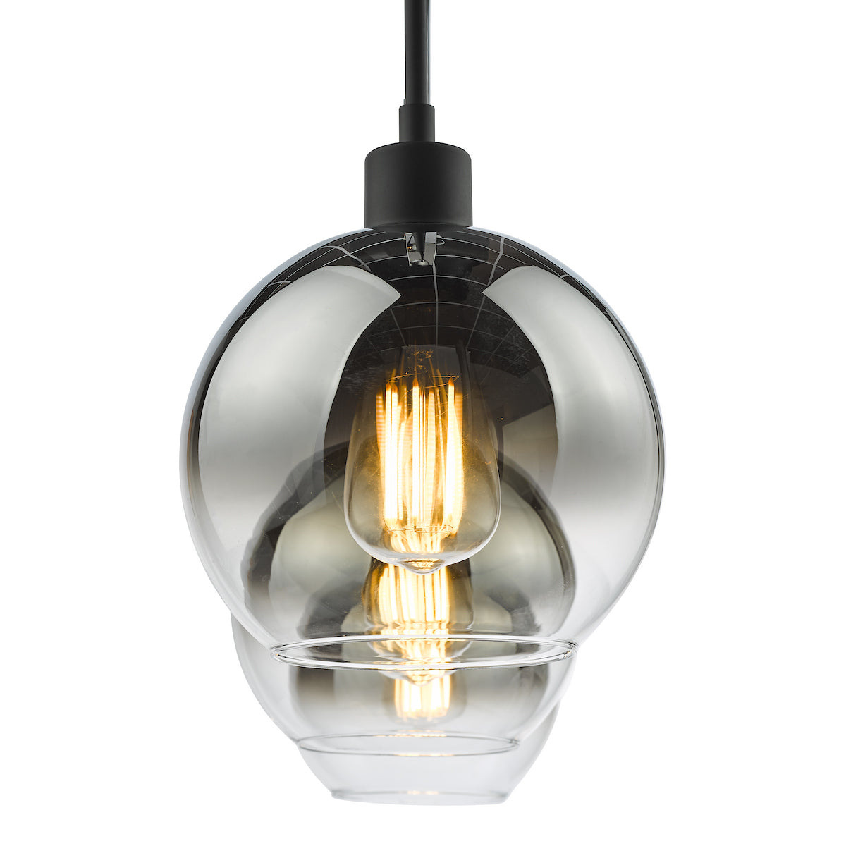 LYCIA 3LT BAR PENDANT BLACK MIRROR OMBRE GLASS