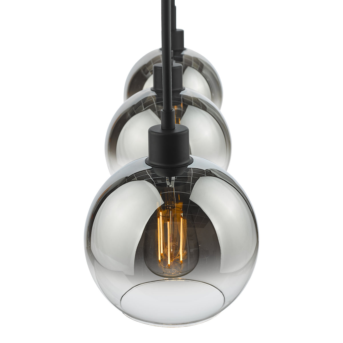 LYCIA 3LT BAR PENDANT BLACK MIRROR OMBRE GLASS
