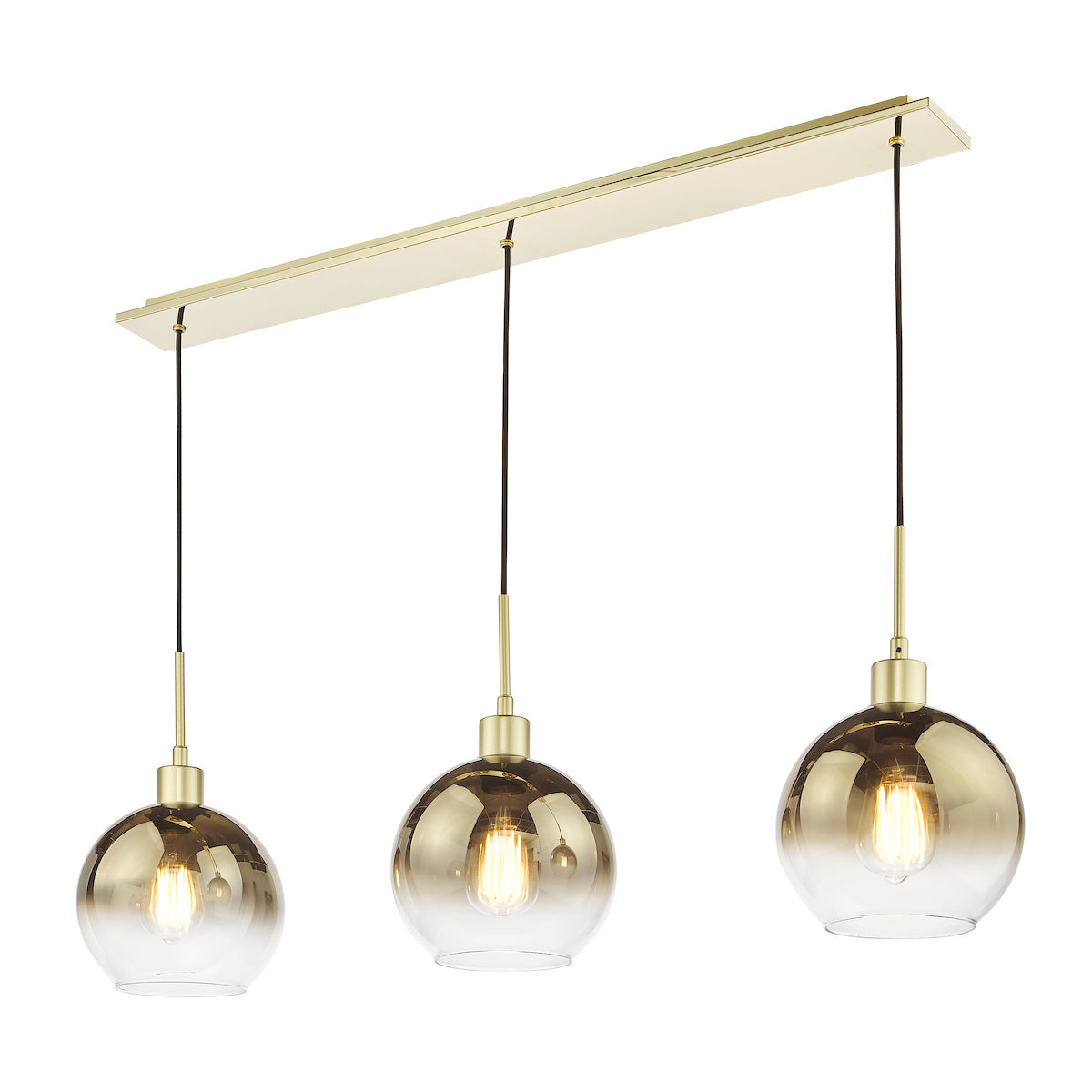LYCIA 3LT BAR PENDANT GOLD MIRROR OMBRE GLASS