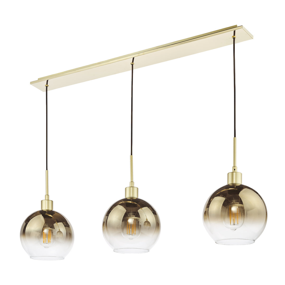 LYCIA 3LT BAR PENDANT GOLD MIRROR OMBRE GLASS