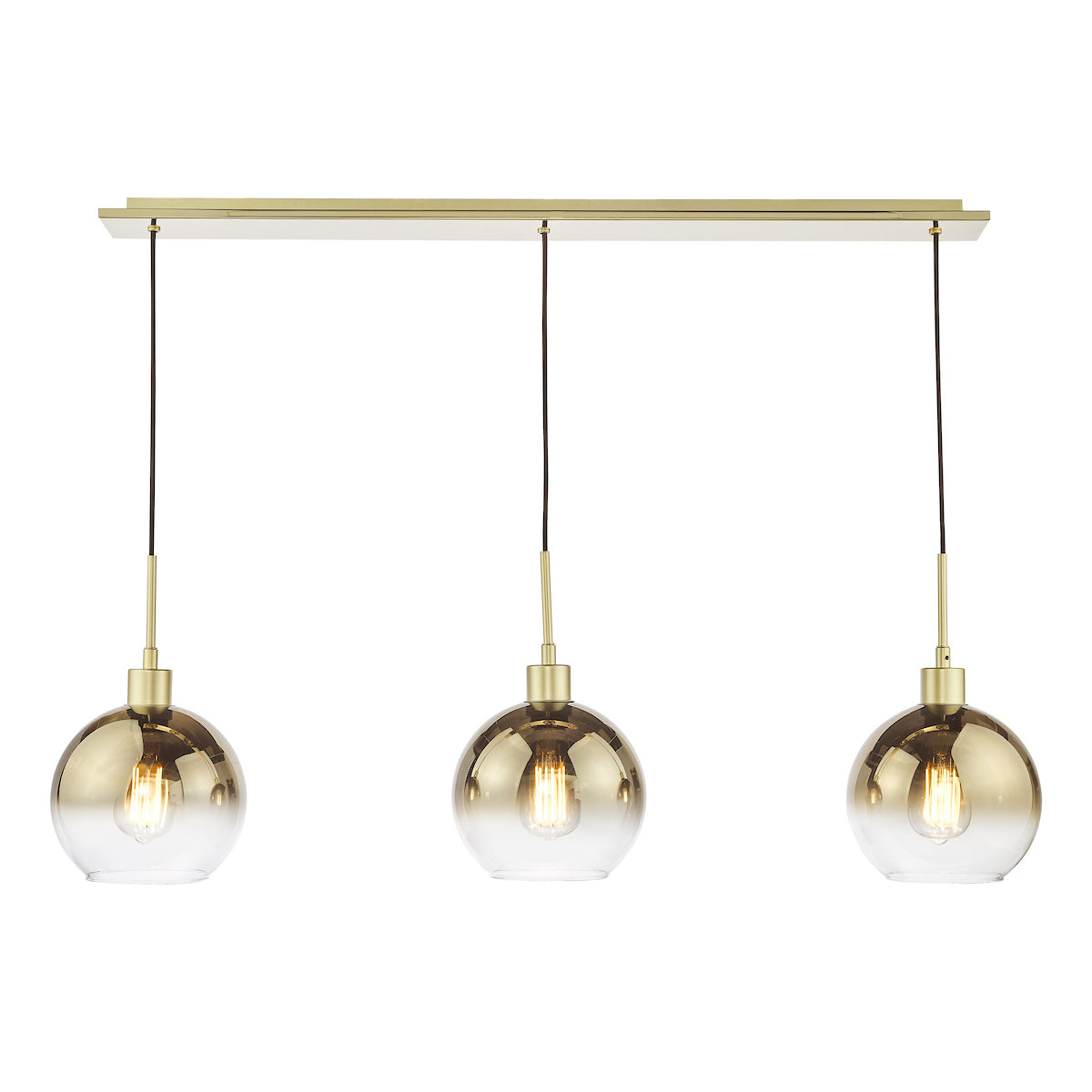 LYCIA 3LT BAR PENDANT GOLD MIRROR OMBRE GLASS