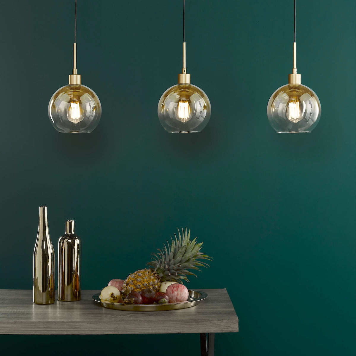 LYCIA 3LT BAR PENDANT GOLD MIRROR OMBRE GLASS