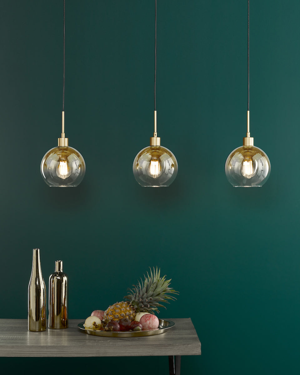 LYCIA 3LT BAR PENDANT GOLD MIRROR OMBRE GLASS
