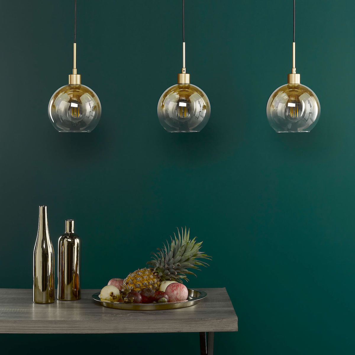 LYCIA 3LT BAR PENDANT GOLD MIRROR OMBRE GLASS