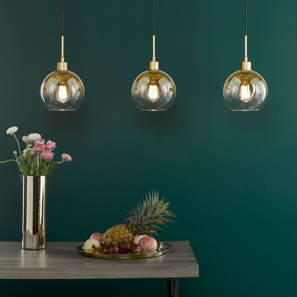 LYCIA 3LT BAR PENDANT GOLD MIRROR OMBRE GLASS