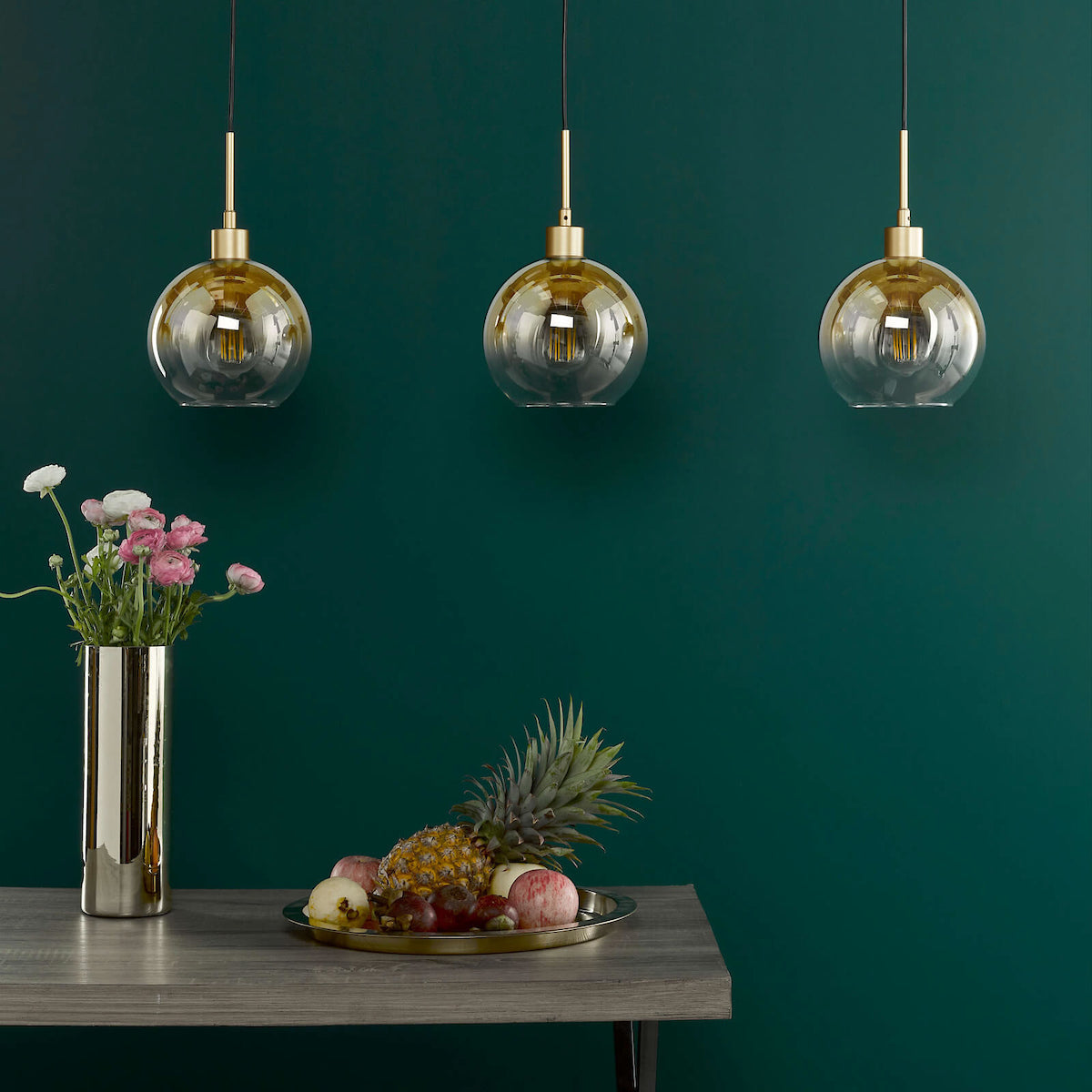 LYCIA 3LT BAR PENDANT GOLD MIRROR OMBRE GLASS