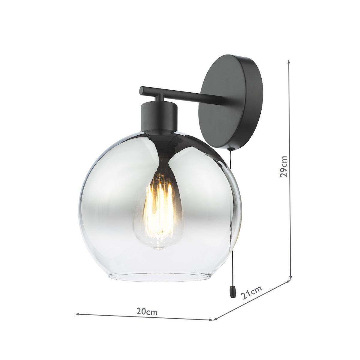 LYCIA 1LT W/LT BLACK MIRROR OMBRE GLASS